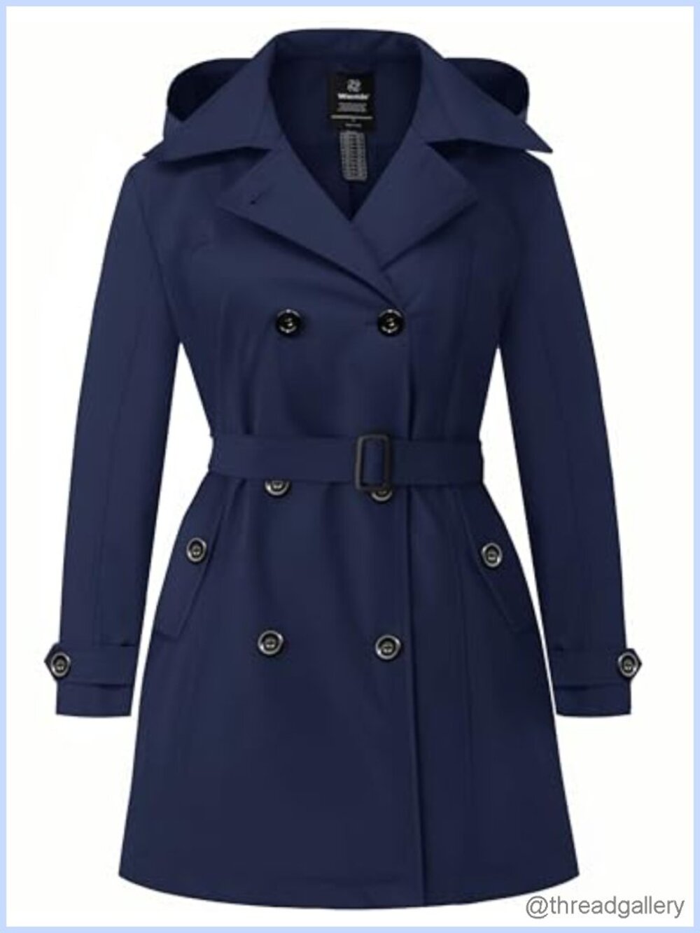 Wantdo Plus Size Trench Coat Waterproof Lapel Overcoat with Hood